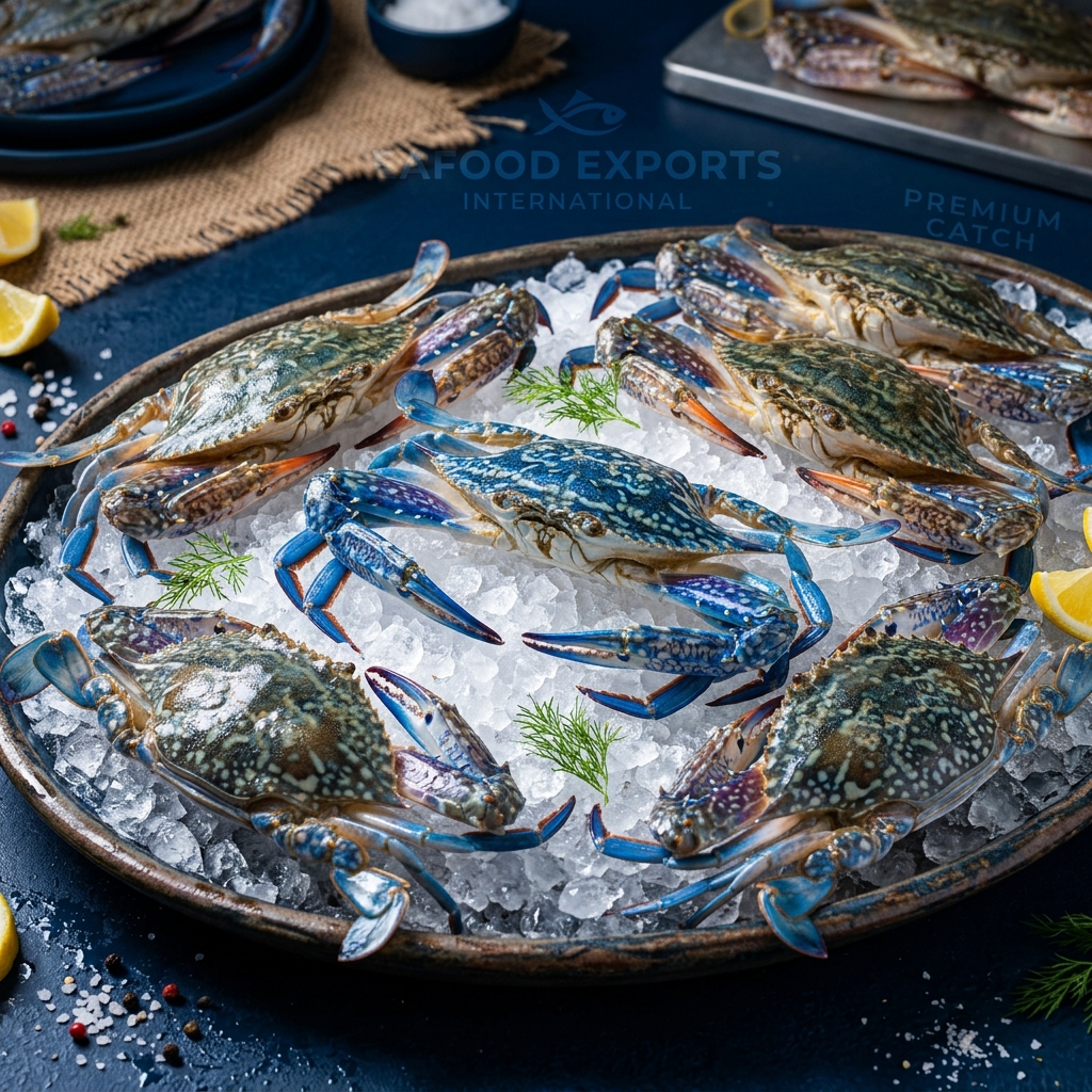Blue Swimming Crab raw fresh on ice