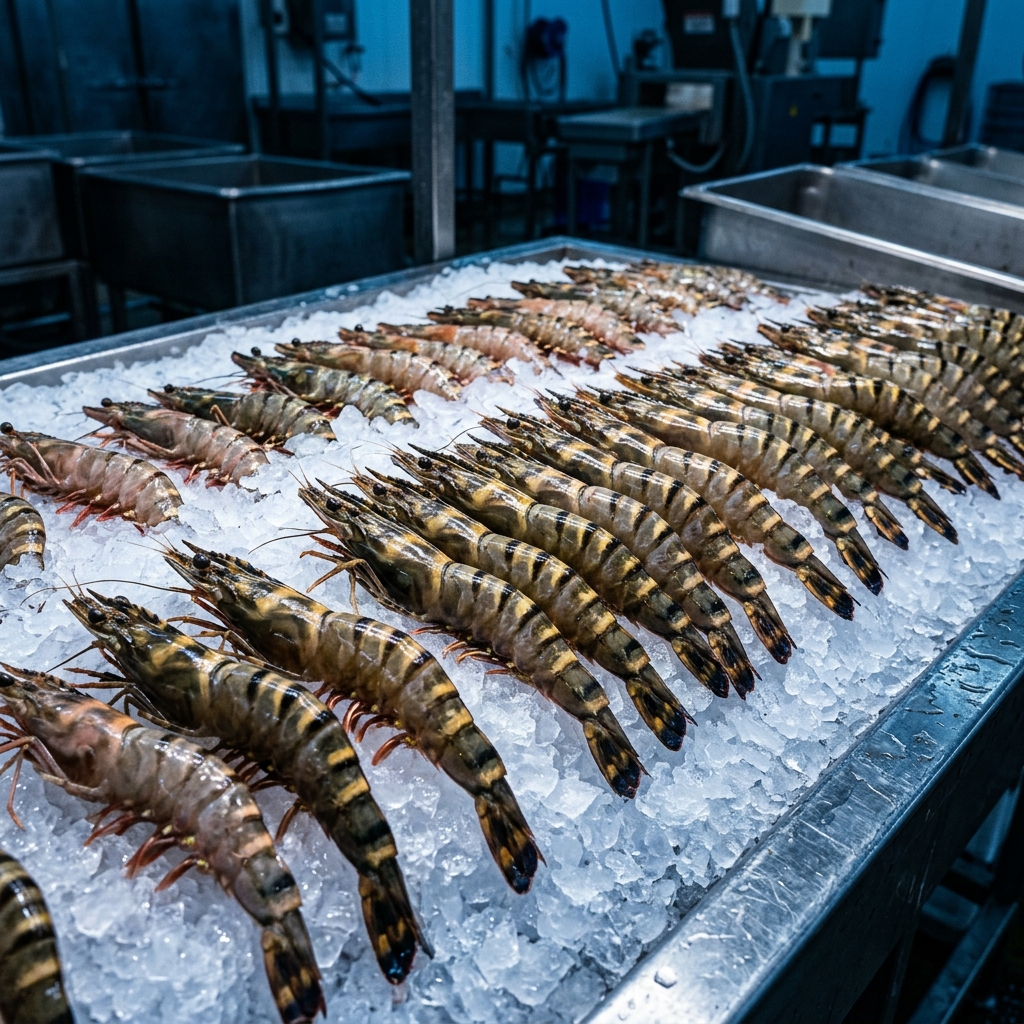 Giant Tiger Prawns fresh on ice